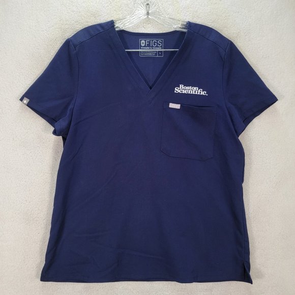 FIGS Navy Blue Catarina One Pocket Boston Scientific Medical Scrubs Uniform Top - Picture 1 of 16
